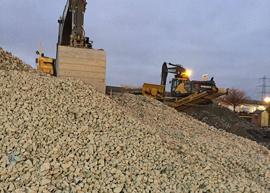concrete crushing into reusable aggregates