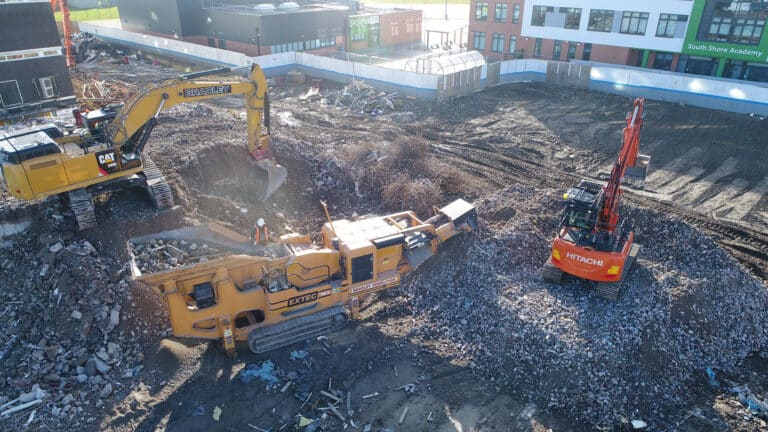 Concrete Crushing on Demolition Site
